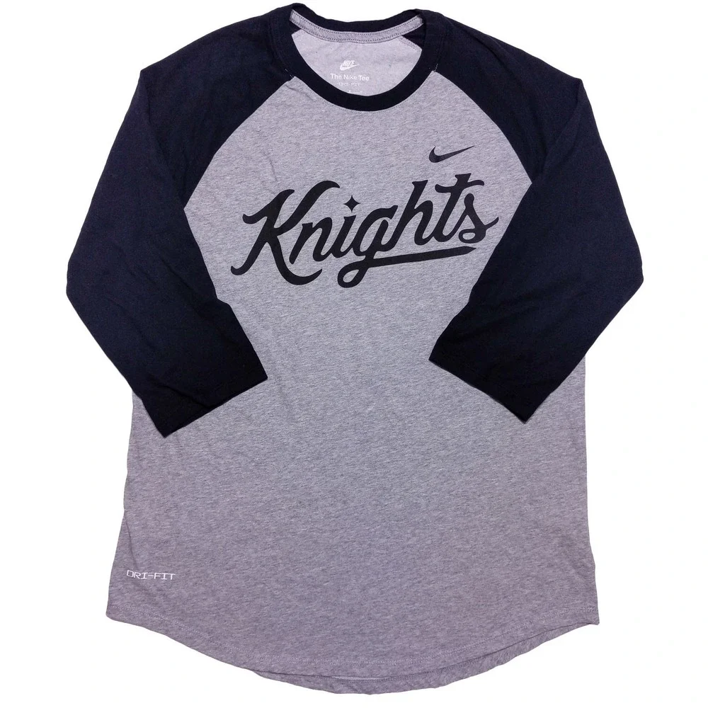 NIKE UCF Knights‎ Script Raglan T-Shirt Gray Black Men's Medium M